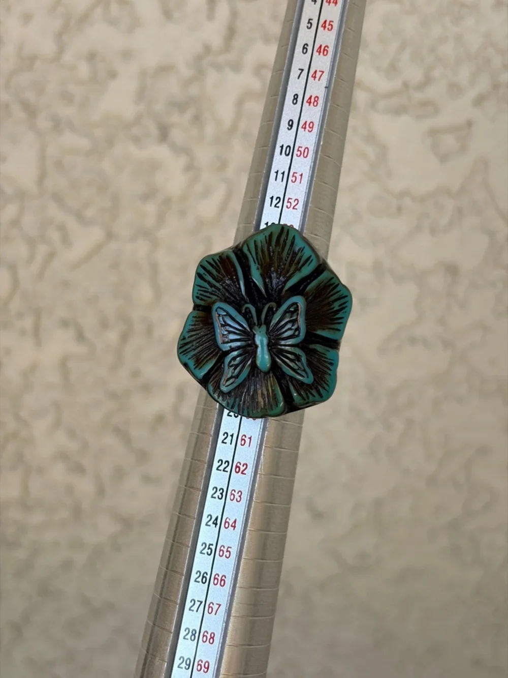 Chunky Acrylic Green Floral Butterfly Statement Ring
